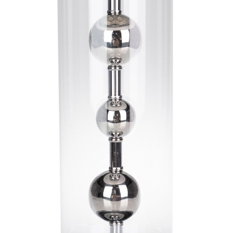 Lámpara sobremesa con cristal y bolas plateadas