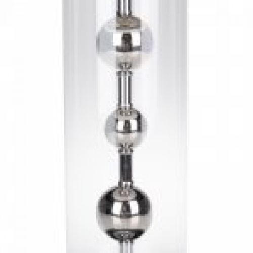 Lámpara sobremesa con cristal y bolas plateadas