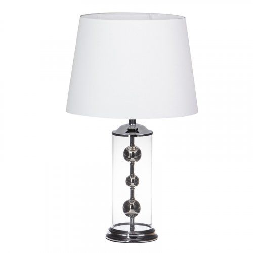 Lámpara sobremesa con cristal y bolas plateadas