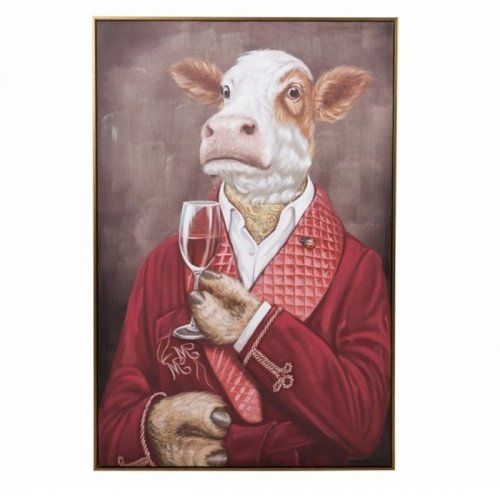 cuadro vaca pintado a mano